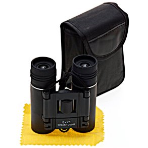Mini kikkert 8x21, sort, kompakt m/etui