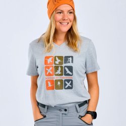 Dame t-shirt fuglemotiv - lys gr�. Recycled bomuld | Birding Pinewood