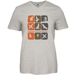 Dame t-shirt fuglemotiv - lys gr�. Recycled bomuld | Birding Pinewood