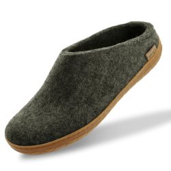 Tfler i uld med naturgummisl honey grn | Glerups