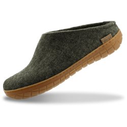 Tfler i uld med naturgummisl honey grn | Glerups