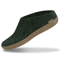 Tfler i uld med skindsl grn | Glerups