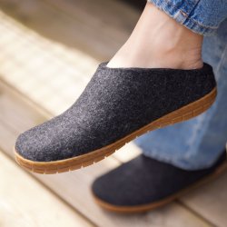 Tfler i uld med naturgummisl honey koksgr | Glerups