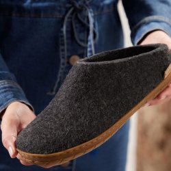 Tfler i uld med naturgummisl honey koksgr | Glerups