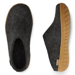 Tfler i uld med naturgummisl honey koksgr | Glerups