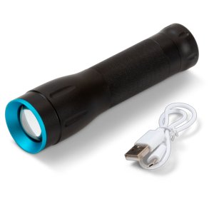 Lommelygte - kraftig og genopladelig. Kan fungere som powerbank