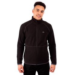 Outdoor fleece jakke herre tynd sort med lynls og lommer | Faxfleet Trespass
