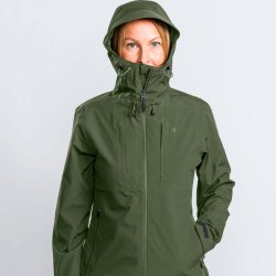 Outdoor jakke dame grn vind &amp; vandtt ndbar | Abisko Telluz Pinewood