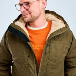 Outdoor vinterjakke herre. Varmt teddy-for. Oliven | Finnveden Winter Pinewood