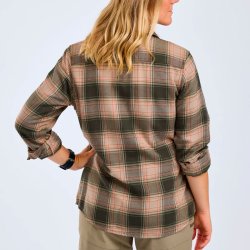 Outdoor dameskjorte - bl�d flannel. Oliven/gr�n | Finnveden forest Pinewood