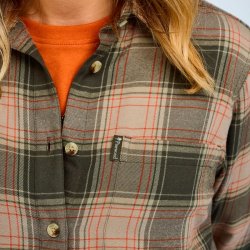 Outdoor dameskjorte - bl�d flannel. Oliven/gr�n | Finnveden forest Pinewood