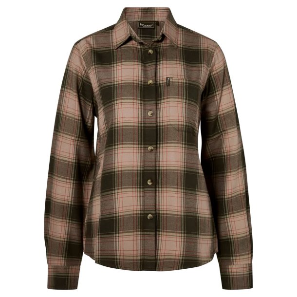 Outdoor dameskjorte - bl�d flannel. Oliven/gr�n | Finnveden forest Pinewood