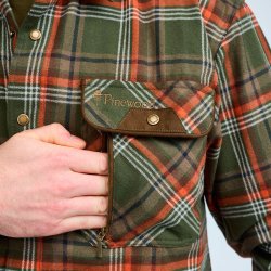 Outdoor skjorte herre mrkegrn / orange | Prestwick Exclusive Pinewood