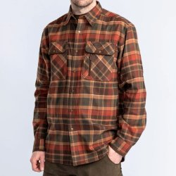 Outdoor skjorte herre mrkegrn / terracotta | Prestwick Exclusive Pinewood