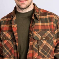 Outdoor skjorte herre mrkegrn / terracotta | Prestwick Exclusive Pinewood