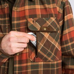 Outdoor skjorte herre mrkegrn / terracotta | Prestwick Exclusive Pinewood