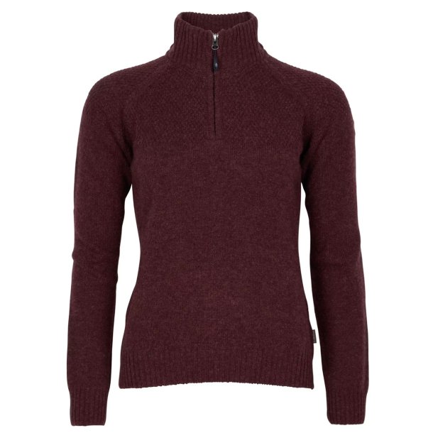 Outdoor striktrje dame lilla 100% merinould | Vrnamo T Neck Pinewood