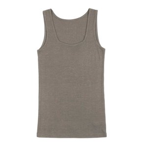 Merinould og silke. Outdoor tank-top, dame. Sandfarvet. V-hals | Sara JOHA