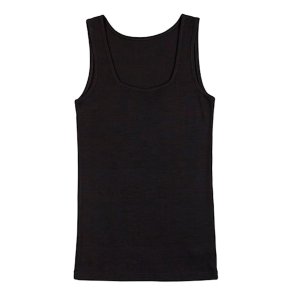 Merinould og silke. Outdoor tank-top, dame. V-hals, sort | Sara JOHA