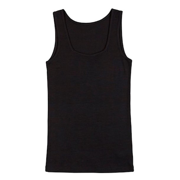 Merinould og silke. Outdoor tank-top, dame. V-hals, sort | Sara JOHA