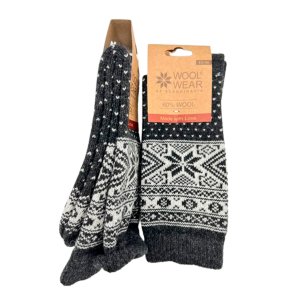 Ragsokker 60% uld med snefnug koksgr | Woolwear