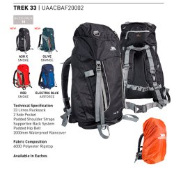 Outdoor rygsk sort gr 33L | Trek33 Trespass
