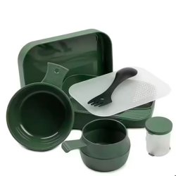 Spisest grnt skrebrt og ekstra kop komplet st | Briv