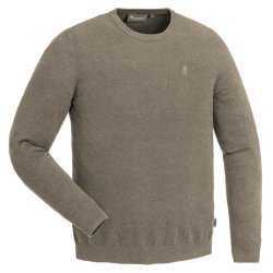Striktrje herre lys brun 100 pct. bomuld  | Vrnamo Crewneck Pinewood