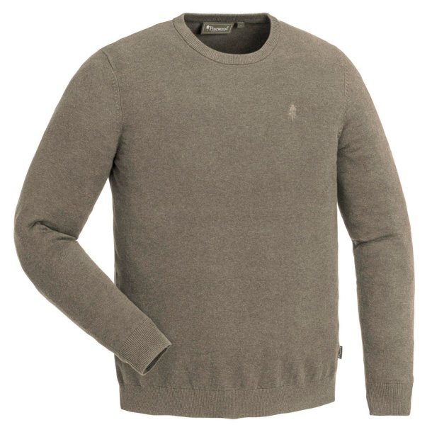 Striktrje herre lys brun 100 pct. bomuld  | Vrnamo Crewneck Pinewood