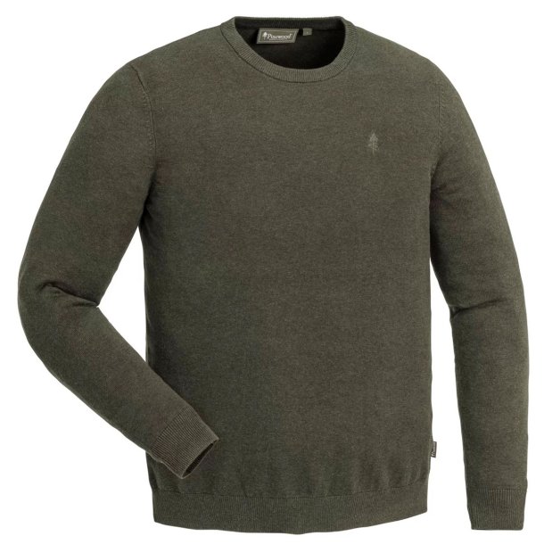 Striktrje herre grn 100% bomuld  | Vrnamo Crewneck Knitted sweater Pinewood