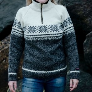 Striktrje dame hvid / gr uld | Norwool of Norway