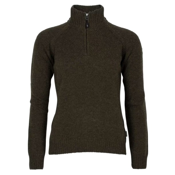 Striktrje med lynls dame grn 100% merinould | Vrnamo T Neck Pinewood