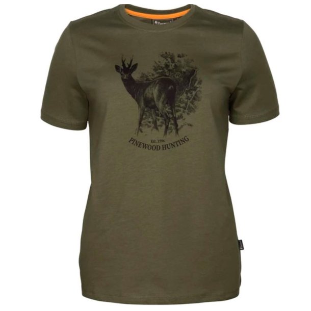 T-shirt dame olivengrn bomuld rbuk | Pinewood