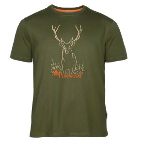 T-shirt herre gr�n �kologisk bomuld kronhjort | Red Deer Pinewood