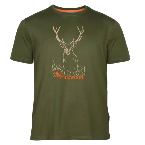 T-shirt herre gr�n �kologisk bomuld kronhjort | Red Deer Pinewood