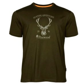T-shirt herre grn bomuld kronhjort | Red Deer Pinewood