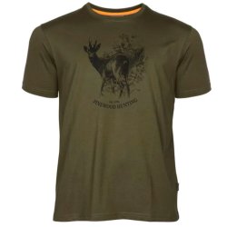 T-shirt herre olivengrn bomuld rbuk | Pinewood