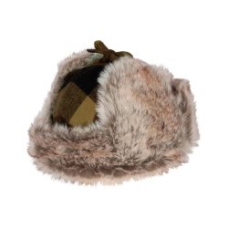 Ulden hue med revarmere. Grn/sort | classic checked fur hat Pinewood
