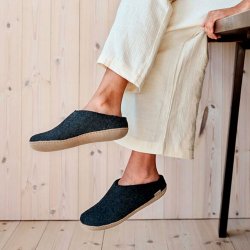 Tfler i uld med skindsl koksgr | Glerups