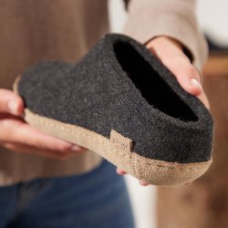 Tfler i uld med skindsl koksgr | Glerups