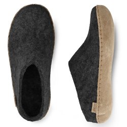 Tfler i uld med skindsl koksgr | Glerups