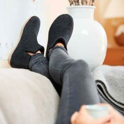 St�vler i uld med skinds�l koksgr� | Glerups