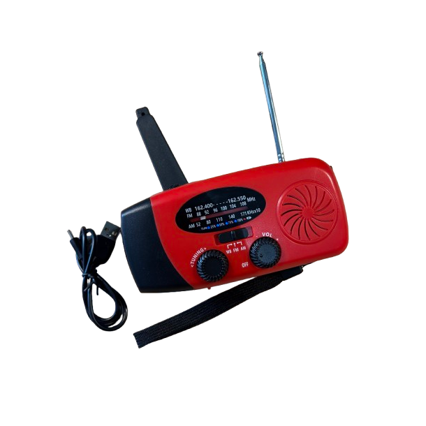 N�dradio h�ndsving batteri-indikator solcelle powerbank USB AM/FM