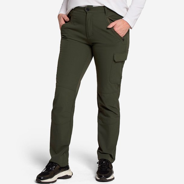 Outdoor damebukser. Lette og med str�k. M�rk oliven | Evie Reco Tuxer