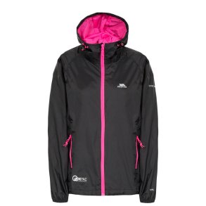 Outdoor regnjakke dame sort i pose | Qikpac Trespass