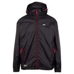 Outdoor regnjakke unisex - sort med rd lynls. I pose | Qikpac Trespass