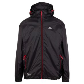 Outdoor regnjakke unisex - sort med rd lynls. I pose | Qikpac Trespass