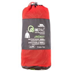 Outdoor regnjakke unisex - sort med rd lynls. I pose | Qikpac Trespass