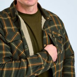 Outdoor skjorte. Over shirt med teddy-for til mnd og kvinder. Grn/bronze | Pile Pinewood