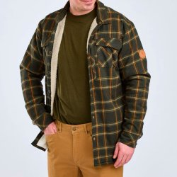 Outdoor skjorte. Over shirt med teddy-for til mnd og kvinder. Grn/bronze | Pile Pinewood